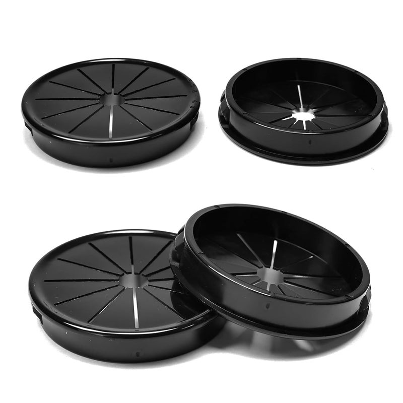 BOPOREAE 4 Pcs Cable Grommet, Snap Bushing 2-1/2" (63 mm) Mounting Diameter, Flexible Petal-Shaped Buckle Round Nylon Desk Grommet for Wires Through Countertop Cord Organizer and Protection, Black - Image 1